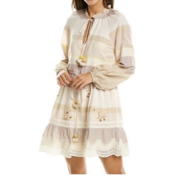 NEW Hemant & Nandita Tasseled Cover-Up Mana Embroidered BeadsMini Dress XS